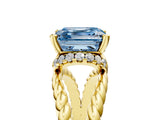 Yellow gold Fancy Blue Asscher  Halo Twisted Band Four-Prong Ring_36