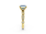 Yellow gold Fancy Blue Asscher  Milgrain Bezel Diamond Engagement Ring with Solitaire Prong Setting_31