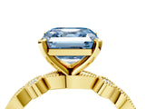 Yellow gold Fancy Blue Asscher  Milgrain Bezel Diamond Engagement Ring with Solitaire Prong Setting_33