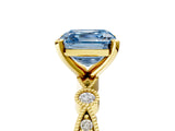 Yellow gold Fancy Blue Asscher  Milgrain Bezel Diamond Engagement Ring with Solitaire Prong Setting_34