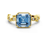 Yellow gold Fancy Blue Asscher  Milgrain Marquise Diamond Twist Band Ring_57