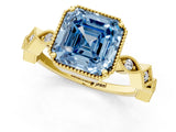 Yellow gold Fancy Blue Asscher  Milgrain Marquise Diamond Twist Band Ring_58