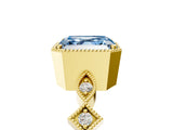 Yellow gold Fancy Blue Asscher  Milgrain Marquise Diamond Twist Band Ring_62