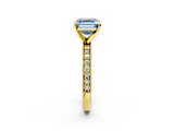 Yellow gold Fancy Blue Asscher  Milgrain Pave Diamond Engagement Ring with Four-Prong Setting_2