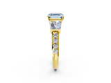 Yellow gold Fancy Blue Asscher  Solitaire Baguette Side Stone Channel Set Engagement Ring_2
