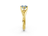 Yellow gold Fancy Blue Asscher  Solitaire Beaded Band Six-Prong Setting_2