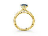 Yellow gold Fancy Blue Asscher  Solitaire Beaded Band Six-Prong Setting_3