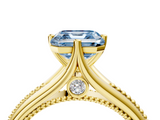 Yellow gold Fancy Blue Asscher  Solitaire Beaded Band Six-Prong Setting_4