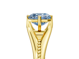 Yellow gold Fancy Blue Asscher  Solitaire Beaded Band Six-Prong Setting_5