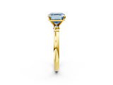 Yellow gold Fancy Blue Asscher  Solitaire Beaded Band with Four-Prong Setting_2