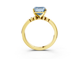 Yellow gold Fancy Blue Asscher  Solitaire Beaded Band with Four-Prong Setting_3