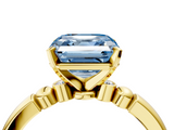 Yellow gold Fancy Blue Asscher  Solitaire Beaded Band with Four-Prong Setting_4