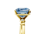 Yellow gold Fancy Blue Asscher  Solitaire Beaded Band with Four-Prong Setting_5
