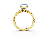 Yellow gold Fancy Blue Asscher  Solitaire Bezel Accent Diamond Engagement Ring with Beaded Band and Four-Prong Setting_3
