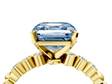 Yellow gold Fancy Blue Asscher  Solitaire Bezel Accent Diamond Engagement Ring with Beaded Band and Four-Prong Setting_4