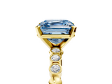 Yellow gold Fancy Blue Asscher  Solitaire Bezel Accent Diamond Engagement Ring with Beaded Band and Four-Prong Setting_5