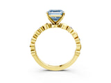 Yellow gold Fancy Blue Asscher  Solitaire Bezel-Set Diamond Ring with Beaded Band and Four-Prong Setting_53