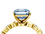 Yellow gold Fancy Blue Asscher  Solitaire Bezel-Set Diamond Ring with Beaded Band and Four-Prong Setting_54