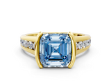 Yellow gold Fancy Blue Asscher  Solitaire Bezel-Set Diamond Ring with Channel-Set Band_17