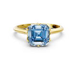 Yellow gold Fancy Blue Asscher  Solitaire Cathedral Diamond Ring with Six-Prong Setting_17