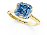Yellow gold Fancy Blue Asscher  Solitaire Cathedral Diamond Ring with Six-Prong Setting_18