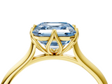 Yellow gold Fancy Blue Asscher  Solitaire Cathedral Diamond Ring with Six-Prong Setting_21