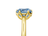 Yellow gold Fancy Blue Asscher  Solitaire Cathedral Diamond Ring with Six-Prong Setting_22