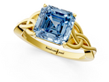 Yellow gold Fancy Blue Asscher  Solitaire Celtic Knot Engagement Ring with Four-Prong Setting_53
