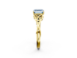 Yellow gold Fancy Blue Asscher  Solitaire Celtic Knot Engagement Ring with Four-Prong Setting_54