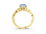 Yellow gold Fancy Blue Asscher  Solitaire Celtic Knot Engagement Ring with Four-Prong Setting_55
