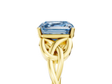 Yellow gold Fancy Blue Asscher  Solitaire Celtic Knot Engagement Ring with Four-Prong Setting_57