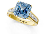 Yellow gold Fancy Blue Asscher  Solitaire Channel-Set Diamond Engagement Ring with Four-Prong Setting_33