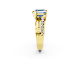 Yellow gold Fancy Blue Asscher  Solitaire Channel-Set Split Shank Ring with Tension Prong Setting_5