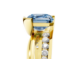 Yellow gold Fancy Blue Asscher  Solitaire Channel-Set Split Shank Ring with Tension Prong Setting_8