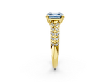 Yellow gold Fancy Blue Asscher  Solitaire Chevron Pave Diamond Engagement Ring with Six-Prong Setting_5
