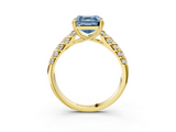 Yellow gold Fancy Blue Asscher  Solitaire Chevron Pave Diamond Engagement Ring with Six-Prong Setting_6