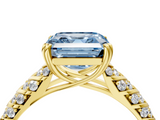 Yellow gold Fancy Blue Asscher  Solitaire Chevron Pave Diamond Engagement Ring with Six-Prong Setting_7