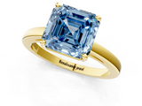 Yellow gold Fancy Blue Asscher  Solitaire Diamond Engagement Ring with Four-Prong Setting on a Classic Band_21