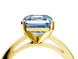 Yellow gold Fancy Blue Asscher  Solitaire Diamond Engagement Ring with Four-Prong Setting on a Classic Band_24