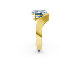 Yellow gold Fancy Blue Asscher  Solitaire Diamond Engagement Ring with Pave Band and Four-Prong Setting 2