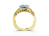 Yellow gold Fancy Blue Asscher  Solitaire Diamond Engagement Ring with Pave Band and Four-Prong Setting 3