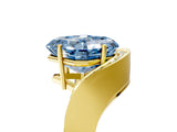 Yellow gold Fancy Blue Asscher  Solitaire Diamond Engagement Ring with Pave Band and Four-Prong Setting 5