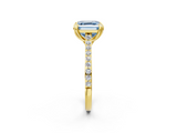 Yellow gold Fancy Blue Asscher  Solitaire Diamond Engagement Ring with Pave Band and Six-Prong Setting_2