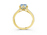 Yellow gold Fancy Blue Asscher  Solitaire Diamond Engagement Ring with Pave Band and Six-Prong Setting_3