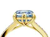 Yellow gold Fancy Blue Asscher  Solitaire Diamond Engagement Ring with Pave Band and Six-Prong Setting_4