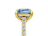 Yellow gold Fancy Blue Asscher  Solitaire Diamond Engagement Ring with Pave Band and Six-Prong Setting_5