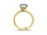 Yellow gold Fancy Blue Asscher  Solitaire Diamond Engagement Ring with XO Engraved Band and Four-Prong Setting 5