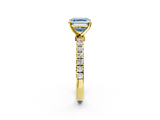 Yellow gold Fancy Blue Asscher  Solitaire Diamond Pavé Band with Four-Prong Setting_2