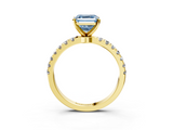 Yellow gold Fancy Blue Asscher  Solitaire Diamond Pavé Band with Four-Prong Setting_3