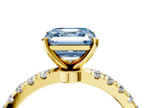Yellow gold Fancy Blue Asscher  Solitaire Diamond Pavé Band with Four-Prong Setting_4